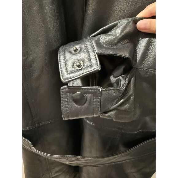 MEN'S SERGE PLATINI Short Trench Leather Coat Size Medium Vtg W Belt - Picture 10 of 13